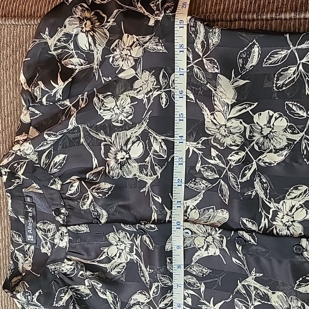 Allegra K Floral Semi Sheer Blouse - Picture 9 of 12